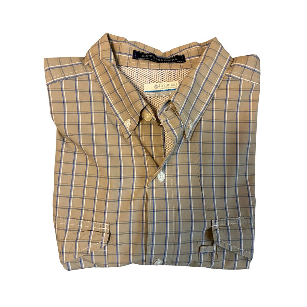 Columbia PFG Men's Collared Button-Up Vented Fishing Shirt Super Bonehead XL